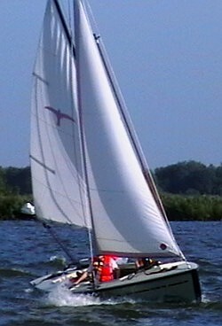 sailing dinghy at speed